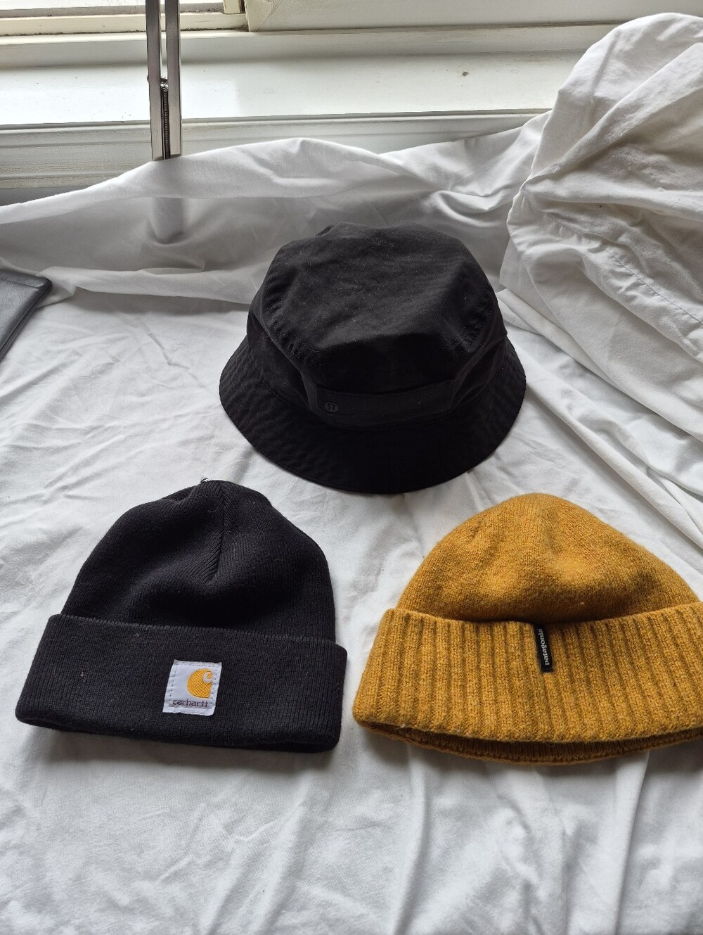 Lululemon Bucket Hat + Patagonia Wool Beanie + Carhartt Black Toque Bundle